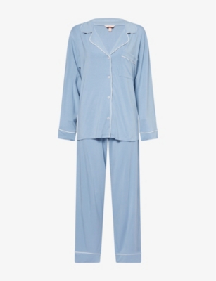 EBERJEY: Gisele piped-trim stretch-jersey pyjamas