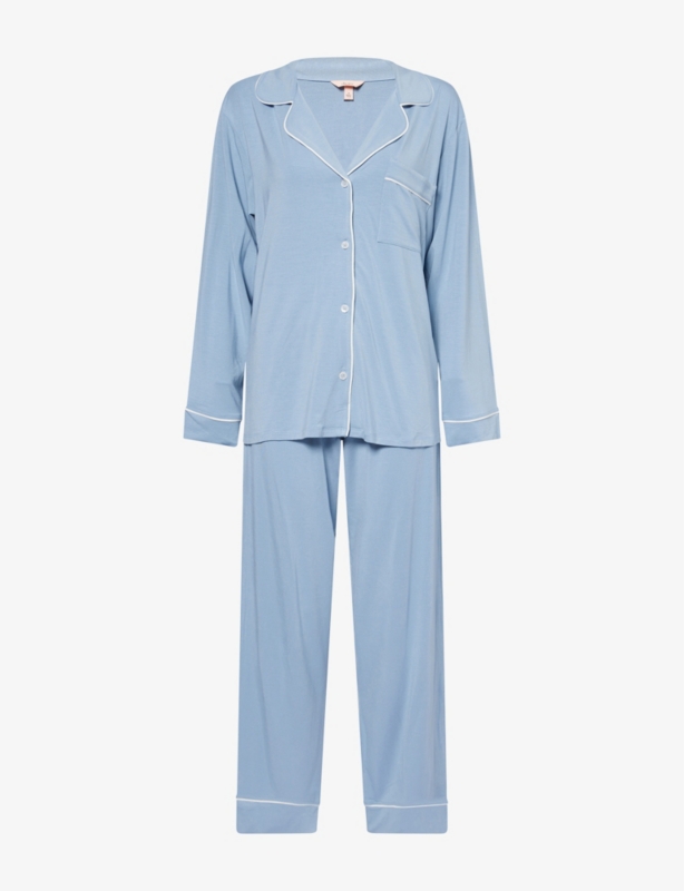 Gisele piped-trim stretch-jersey pyjamas
