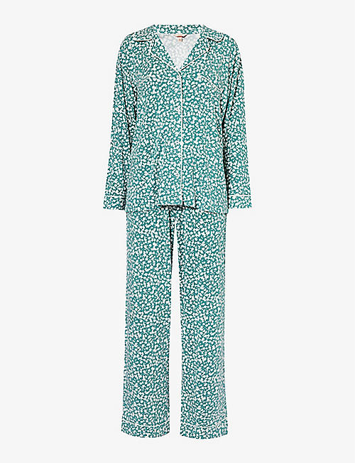 EBERJEY: Gisele floral-pattern stretch-jersey pyjama set