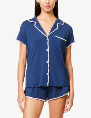 Frida contrast-piping stretch-jersey pyjamas