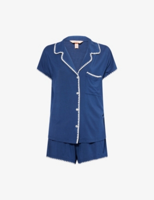 Frida contrast-piping stretch-jersey pyjamas