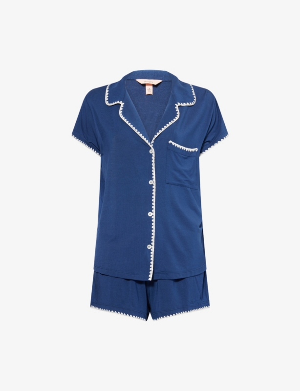 Frida contrast-piping stretch-jersey pyjamas