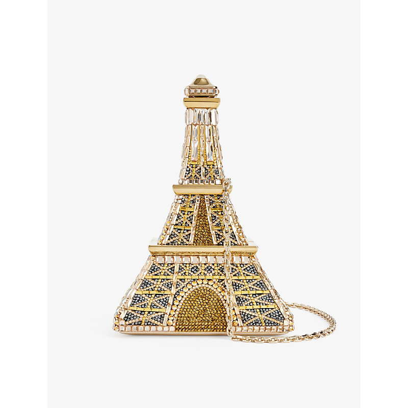 Shop Judith Leiber Couture Women's Champagne Aurum Multi Eiffel Tower Crystal-embellished Brass Clutch Ba