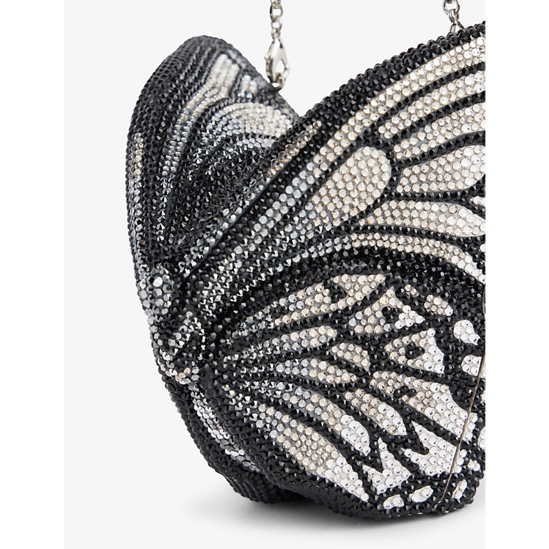 Shop Judith Leiber Butterfly Crystal-embellished Brass Clutch-bag In Black Diamond Multi