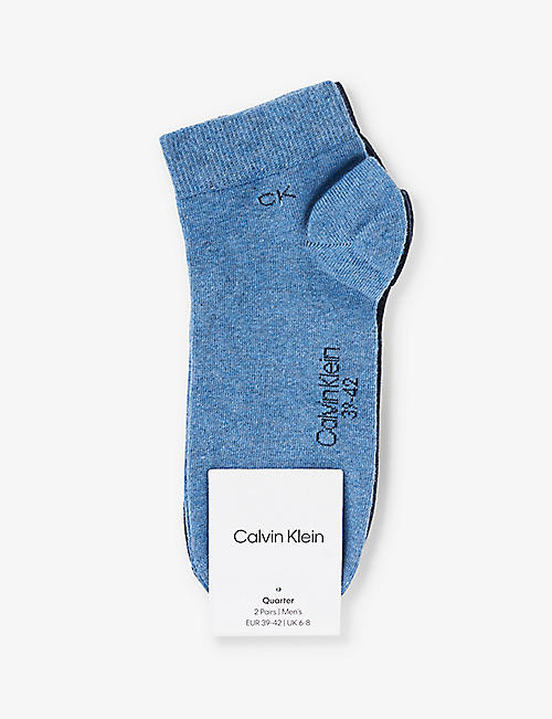 CALVIN KLEIN: Ribbed-trim branded pack of two cotton-blend socks