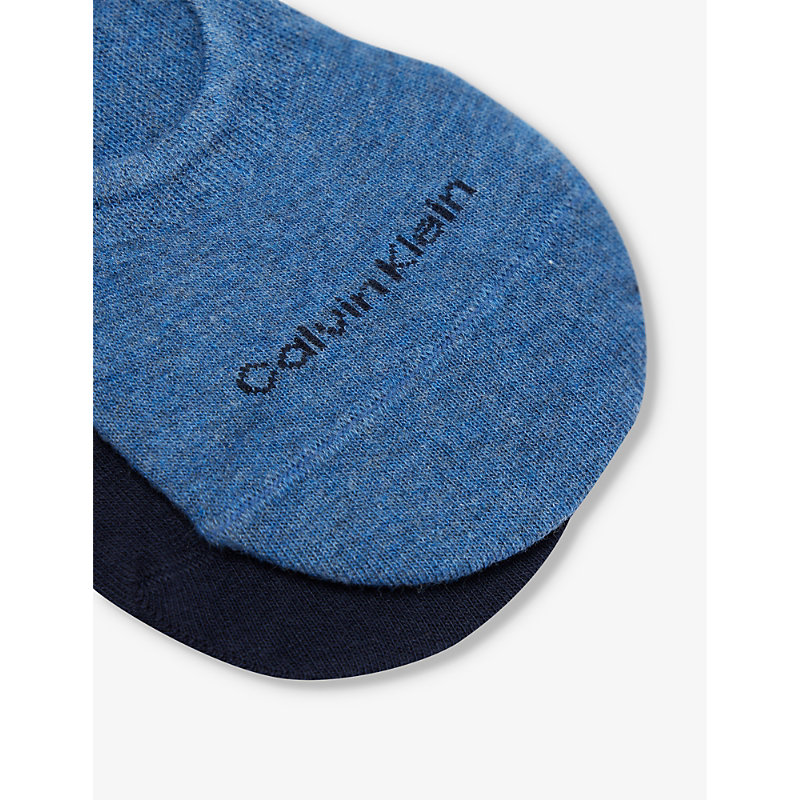 Shop Calvin Klein Men's Denim Melange Branded Ribbed-trim Pack Of Two Cotton-blend Socks