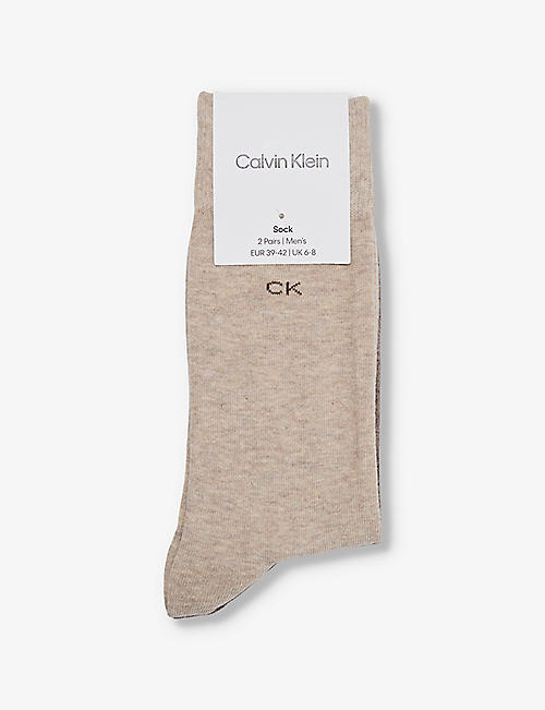 CALVIN KLEIN: Classic branded pack of two cotton-blend knitted socks