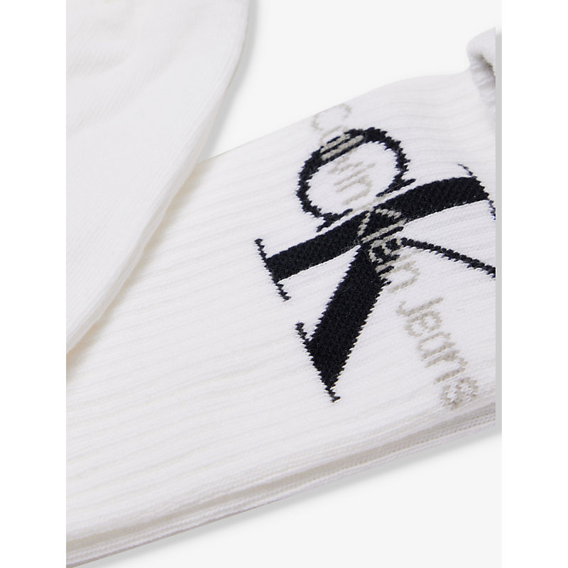 Shop Calvin Klein Men's White Classic Ribbed Cotton-blend Knitted Socks