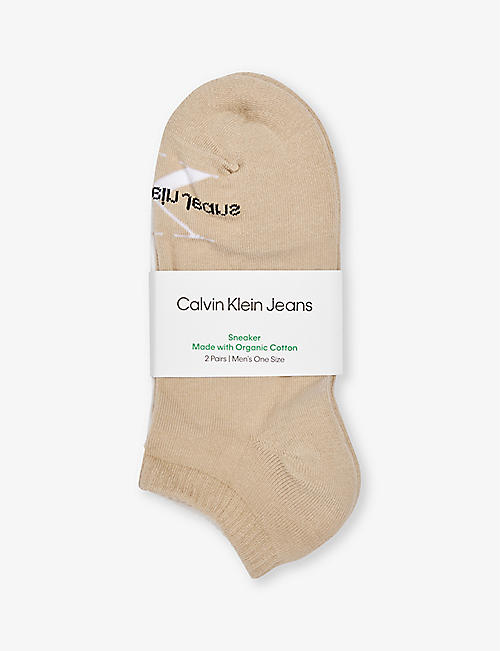 CALVIN KLEIN: Branded low-cut pack of two cotton-blend socks