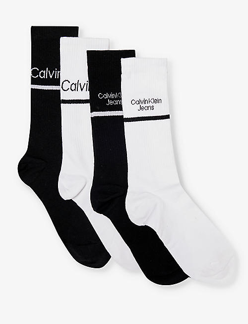 CALVIN KLEIN: Branded crew-length pack of four cotton-blend socks
