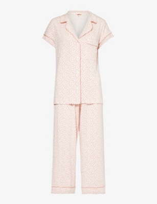 Shop Eberjey Women's D/diamond Rouge Pink Gisele Abstract-pattern Stretch-jersey Pyjamas