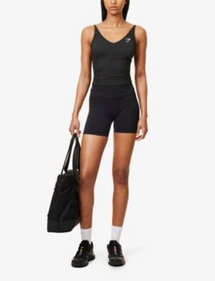 Shop Gymshark Women's Black Marl Vital Seamless 2.0 Stretch-jersey Midi Tank Top