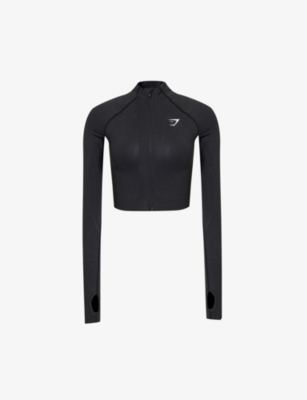 Gymshark Womens Black Marl Vital Seamless 2.0 Stretch-jersey Jacket