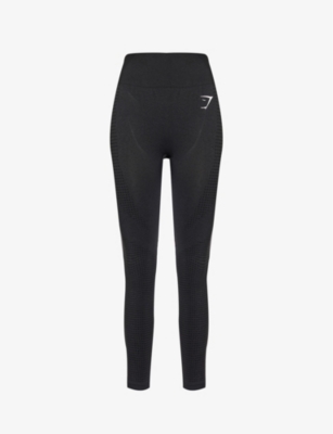 Shop Gymshark Women's Black Marl Vital 2.0 Logo-print Stretch-jersey Leggings