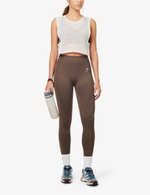 Gymshark Womens Penny Brown Marl Vital Seamless 2.0 Stretch-jersey Leggings In Penny Brown Marl