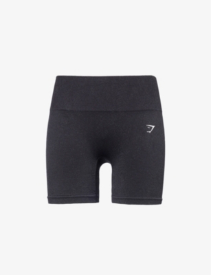 Gymshark Adapt Fleck High-rise Fitted Stretch-woven Shorts In Eng-l-a0015 Blk/smky Gry