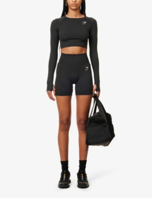 Gymshark Womens Black Marl Vital Seamless 2.0 Stretch-jersey Shorts In Black Marl