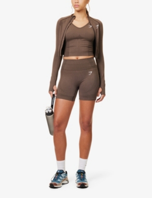 Shop Gymshark Women's Penny Brown Marl Vital Seamless 2.0 Stretch-jersey Shorts