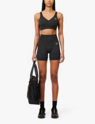 Shop Gymshark Women's Black Marl Vital Fitted Stretch-woven Sports Bra