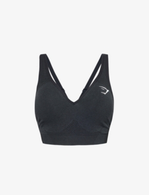 Shop Gymshark Women's Black Marl Vital Fitted Stretch-woven Sports Bra