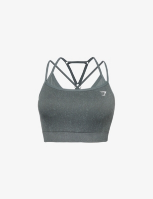 Shop Gymshark Women's Slt Teal/ Crgo Teal Adapt Fleck Fitted Stretch-woven Sports Bra