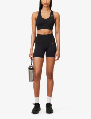 Gymshark Contour Stretch-woven Sports Bra In Gs Black/gs Black Marl