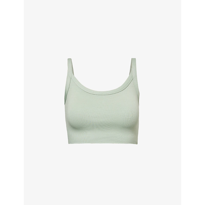 Gymshark Womens Gs Dollar Green Everywear Comfort Logo-print Cotton-jersey Top