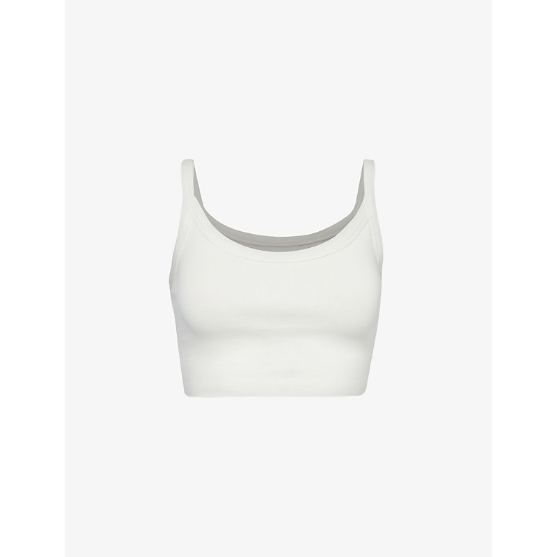Gymshark Womens Gs Soft White Everywear Cropped Stretch-cotton Top