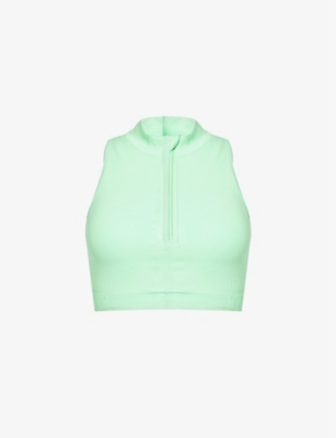 Shop Gymshark Women's Radiant Green Everywear Seamless Logo-print Stretch-jersey Top