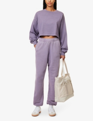 Shop Gymshark Women's Fog Purple/pgmnt Grm D+w Everywear Comfort Logo-print Long-sleeved Cotton-jersey T-