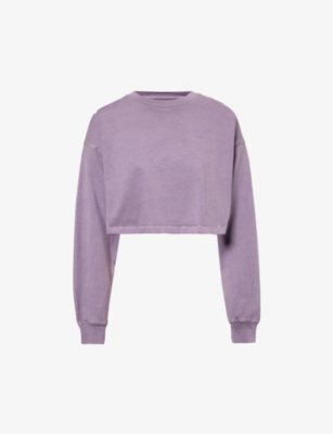 Gymshark Everywear Comfort Logo-print Long-sleeved Cotton-jersey T-shirt In Fog Purple/pgmnt Grm D+w