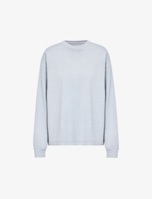 Shop Gymshark Womens Ice Grey/pgmnt Grm D+w Everywear Comfort Brand-print Cotton-jersey T-shirt