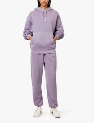 Shop Gymshark Everywear Comfort Logo-embossed Cotton-jersey Hoody In Fog Purple/pgmnt Grm D+w