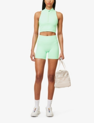 Shop Gymshark Women's Radiant Green Everywear Seamless Logo-print Stretch-knit Shorts