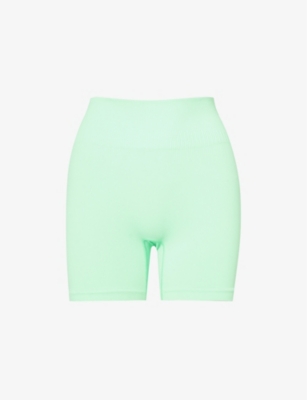 Gymshark Womens Radiant Green Everywear Seamless Logo-print Stretch-knit Shorts