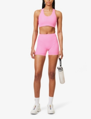 Shop Gymshark Womens Gs Fetch Pink Branded High-rise Stretch-woven Shorts