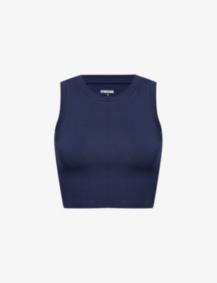 Shop Gymshark Women's Gs Heavy Blue Everywear Comfort Round-neck Stretch-cotton Top