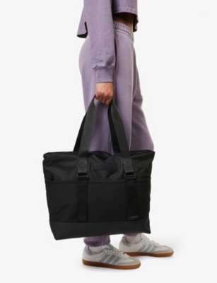Gymshark Womens Black Everyday Brand-patch Recycled-polyester Tote Bag In Black