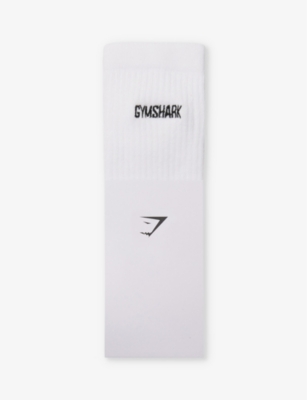 Shop Gymshark Women's Gs White Everywear Brand-embroidered Cotton-blend Socks