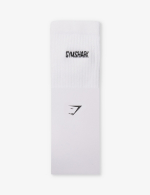 Shop Gymshark Womens Gs White Everywear Brand-embroidered Cotton-blend Socks