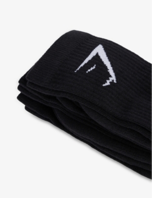 Shop Gymshark Women's Gs Black Branded Pack Of Three Cotton-blend Socks