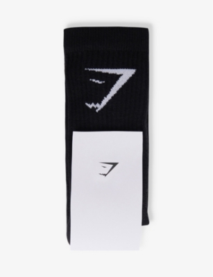 Shop Gymshark Women's Gs Black Branded Pack Of Three Cotton-blend Socks