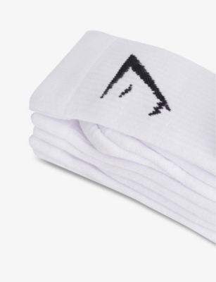 Shop Gymshark Branded Pack Of Three Cotton-blend Socks In Gs White
