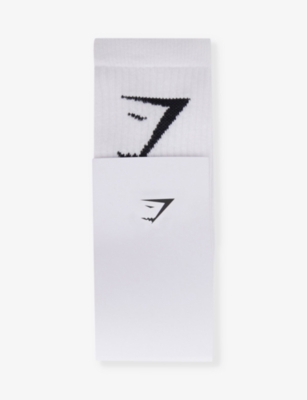 Gymshark Branding Pack Of Three Cotton-blend Socks In Wht/lght Gry Cre Mrl/blk
