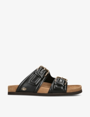 VALENTINO GARAVANI: Fussbett two-strap leather sandals