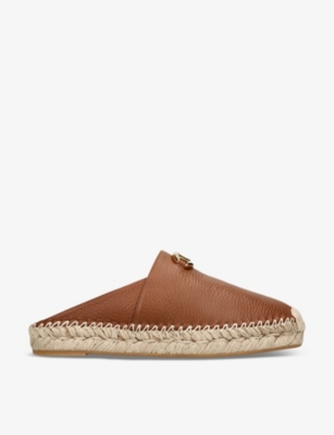 VALENTINO GARAVANI: Moon VLOGO-embellished leather espadrille mules