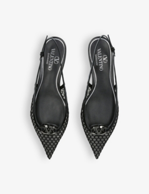 Shop Valentino Moon 20 Mesh Slingback Courts In Black