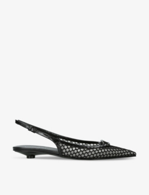 Valentino Vlogo Moon Leather Slingback Flats In Black