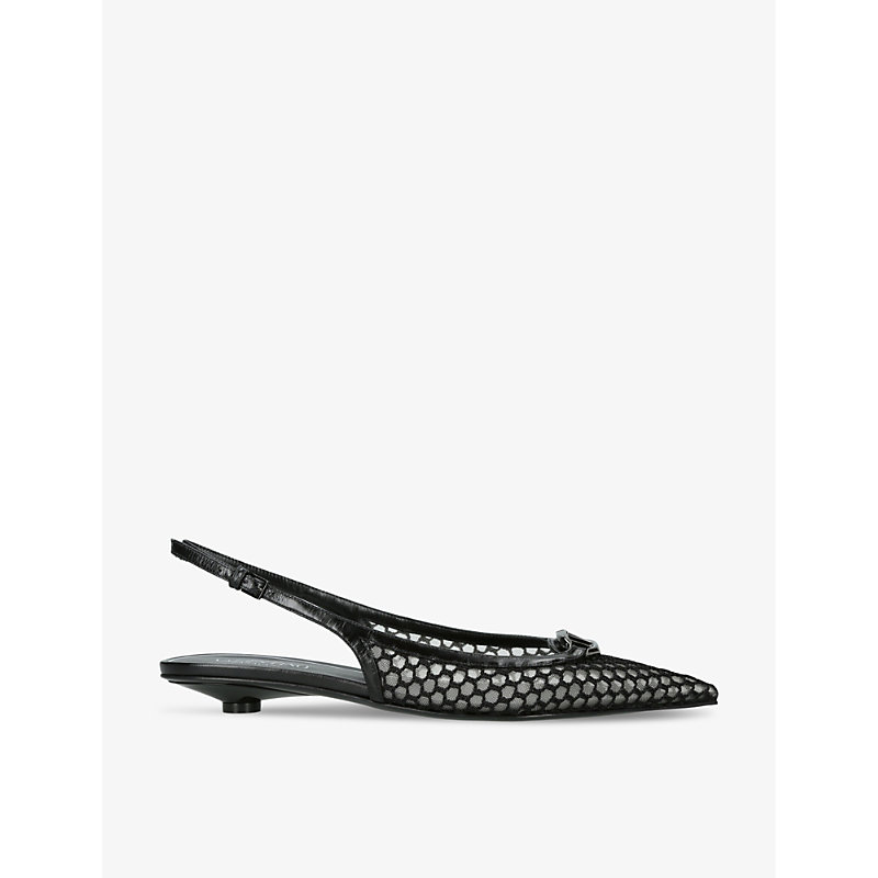 Shop Valentino Moon 20 Mesh Slingback Courts In Black