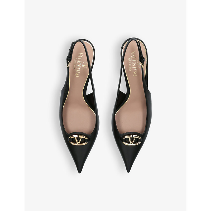 Shop Valentino Moon 60 Leather Slingback Courts In Black